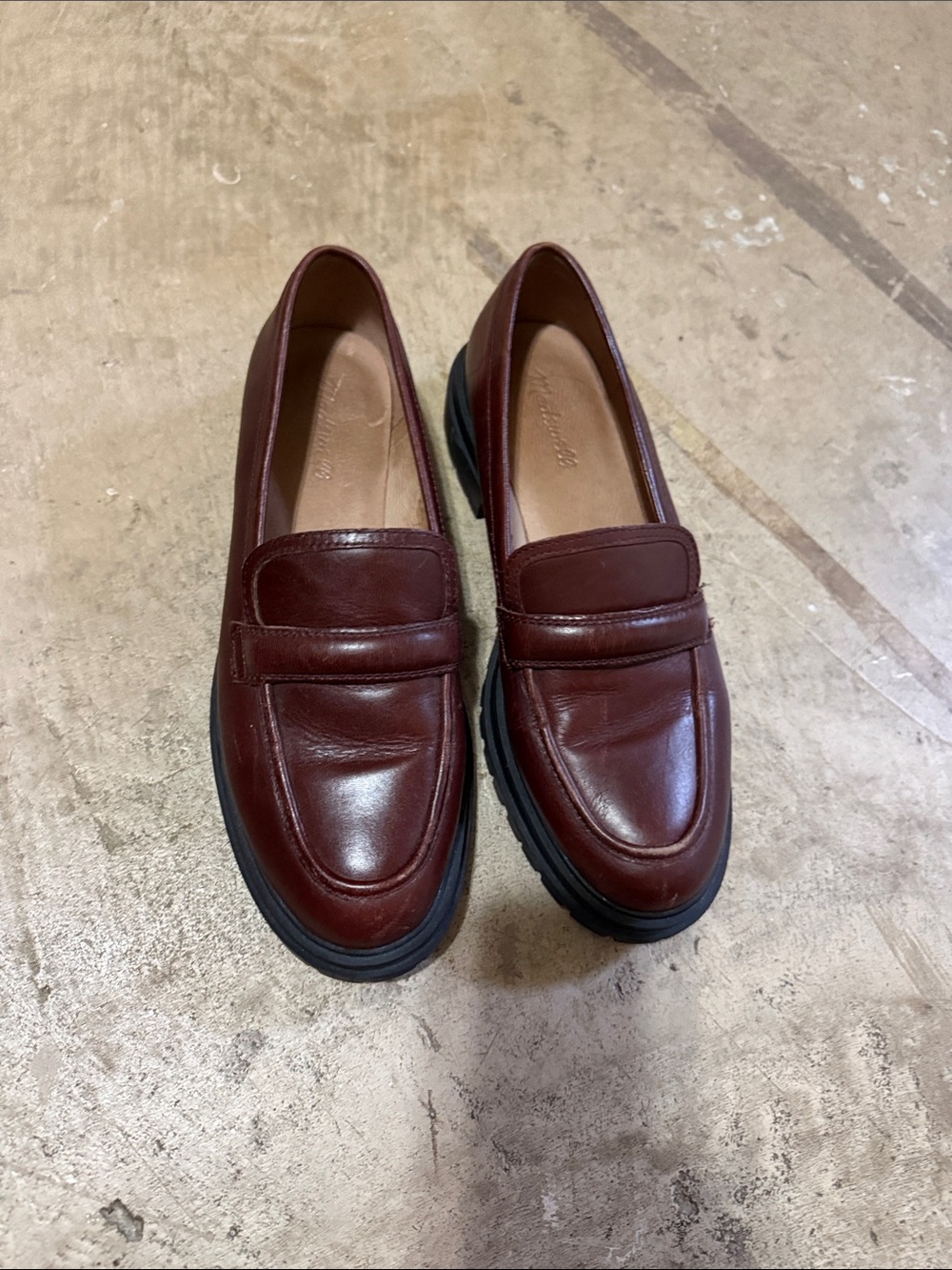 Madewell Men's Burgundy Leather Penny Loafers